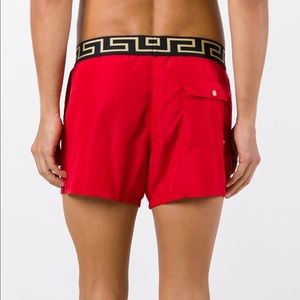 red versace swim shorts